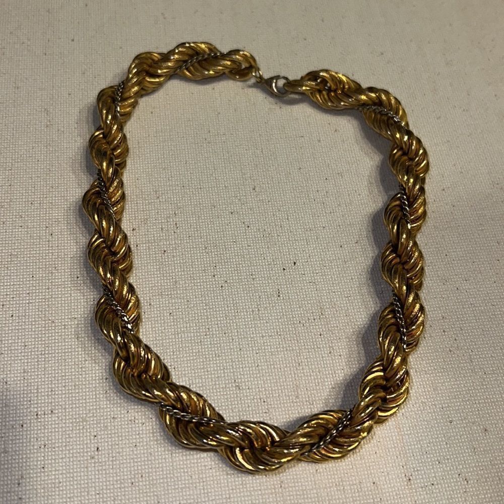 Vintage Yellow Gold Twisted-Rope Chain Necklace - 16 inch
